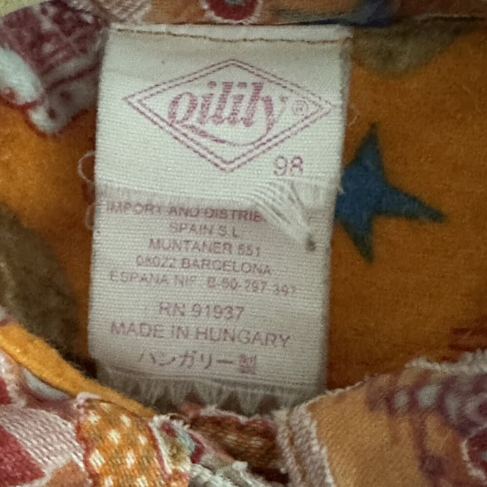 VTG Oilily Orange Robot Space Baseball Flannel Dress Artsy Whimsy Euro 98 / 3 - Picture 6 of 8